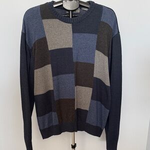 Oscar de la Renta Men's Patchwork Sweater - Navy, Charcoal, Black